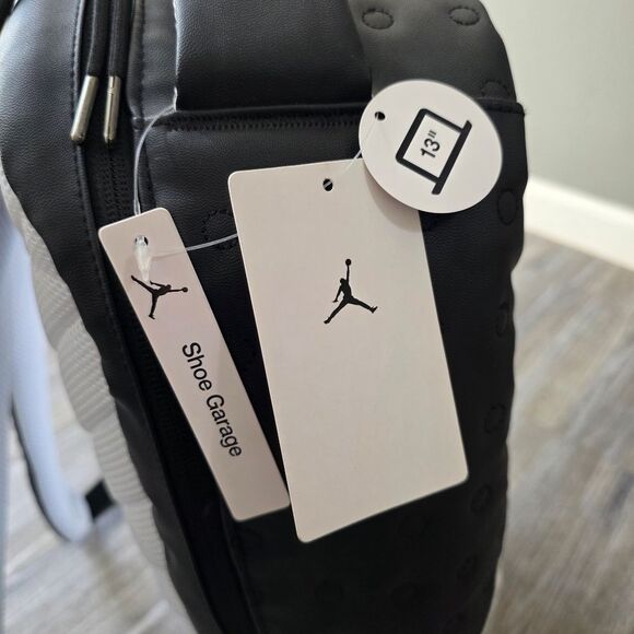 Nike Air Jordan Retro 13 XIII Backpack Bag Playoffs Black White Red Leather New - Picture 8 of 13